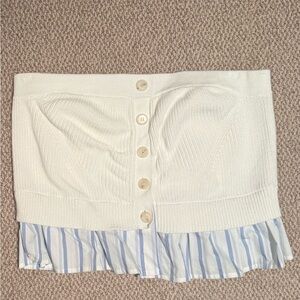 Anthropologie White and Blue Tube Top